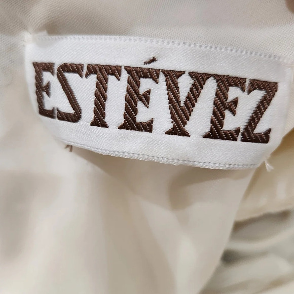 VINTAGE ESTEVEZ SEQUINE Maxi Gown Formal Dress, Cream Gold Silver, Women's Small - Picture 7 of 10